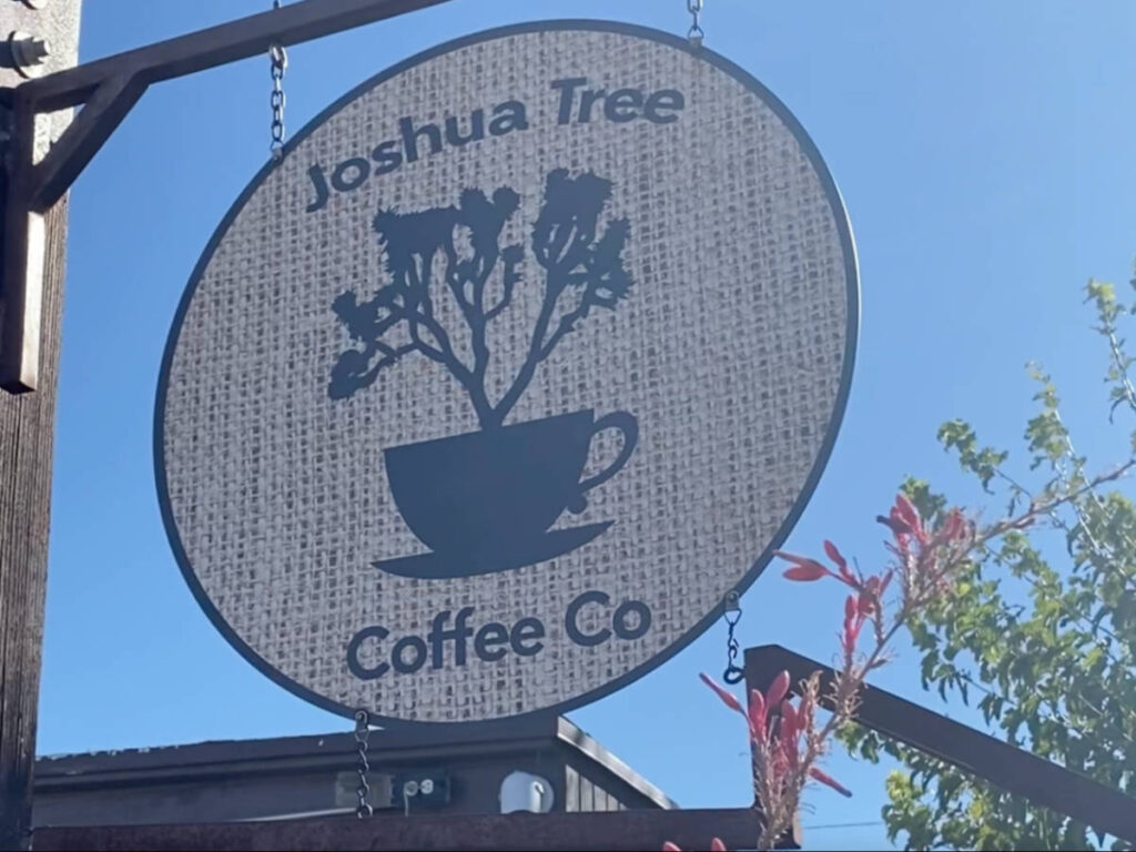 Closeup look of the signage of Joshua Tree Coffee Company