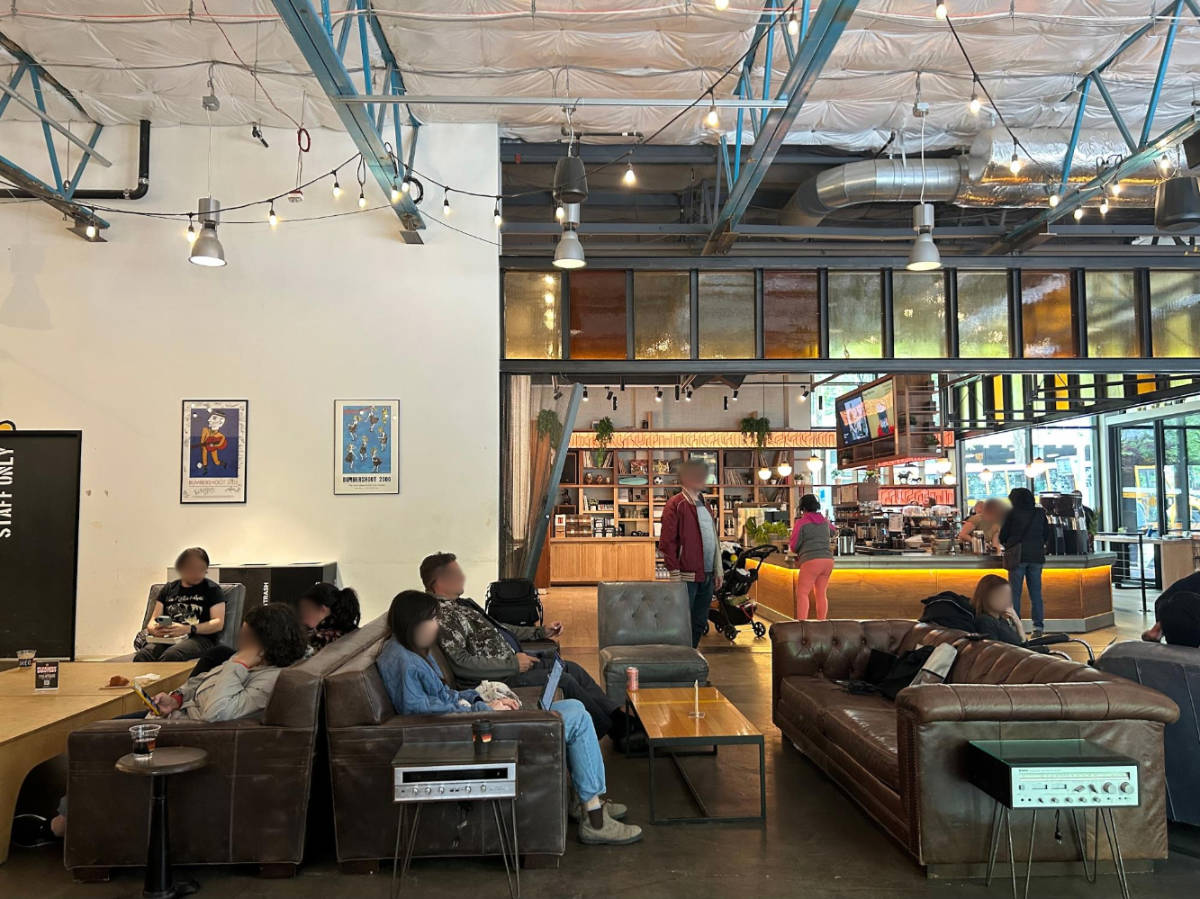 View of people inside the KEXP