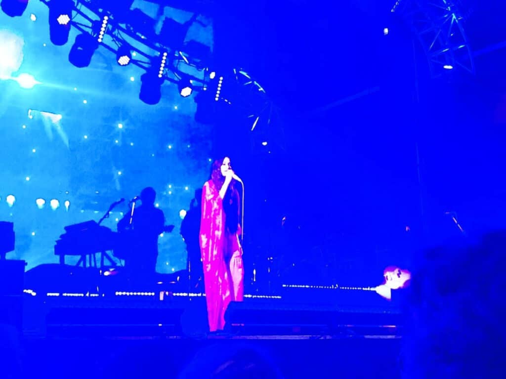 Kacey Musgraves performing on the stage at Bonnaroo