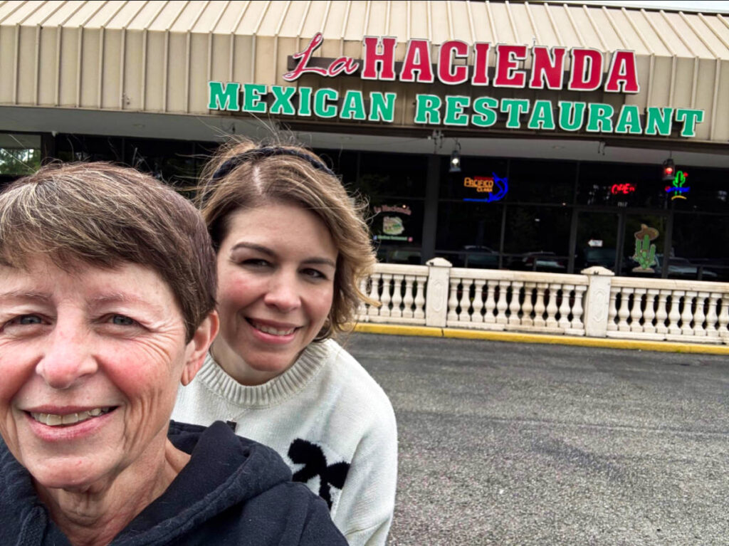 The author Karen Bock and her daughter at La Hacienda