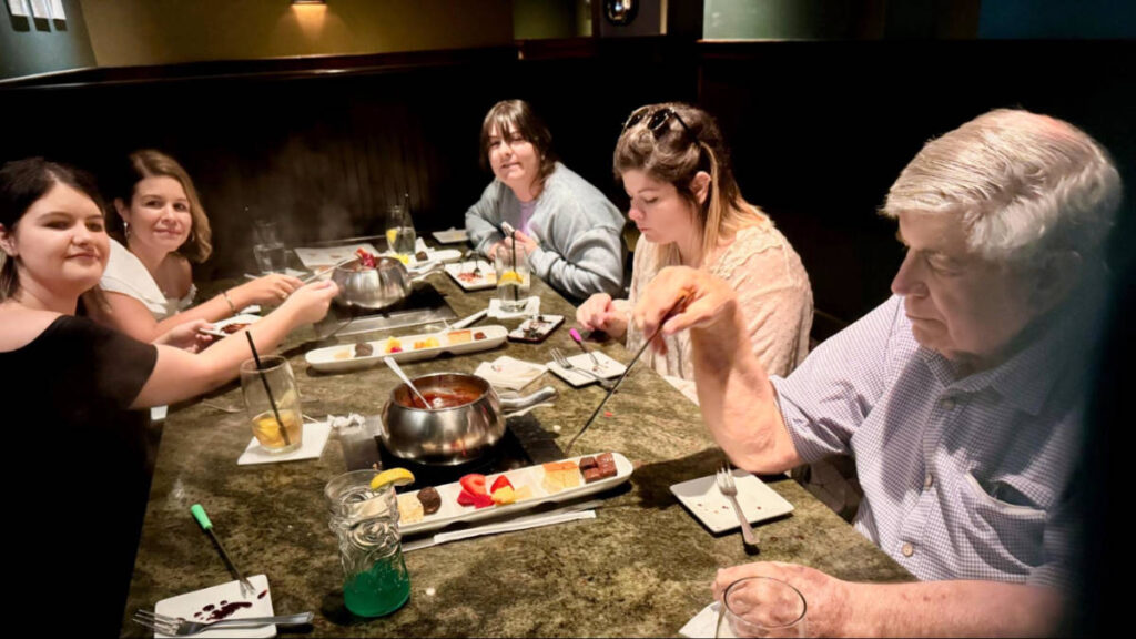 The author's family dining at The Melting Pot