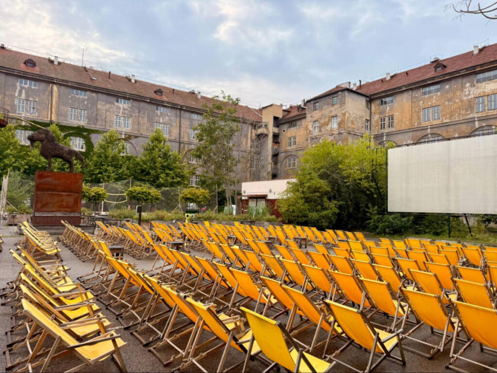 View of the outdoor cinema at Kasárna Karlín