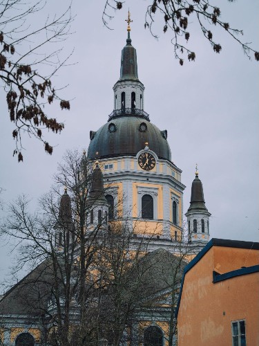 The baroque dome and clock tower of Katarina Church
