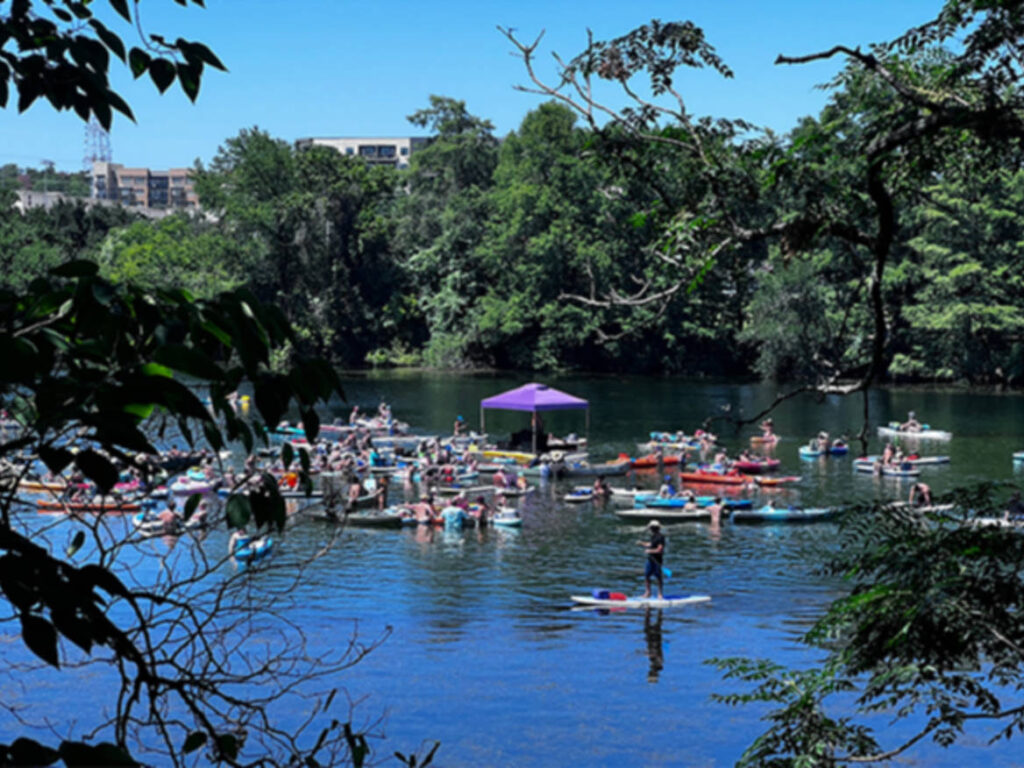 People kayaking at Lady Bird Lake