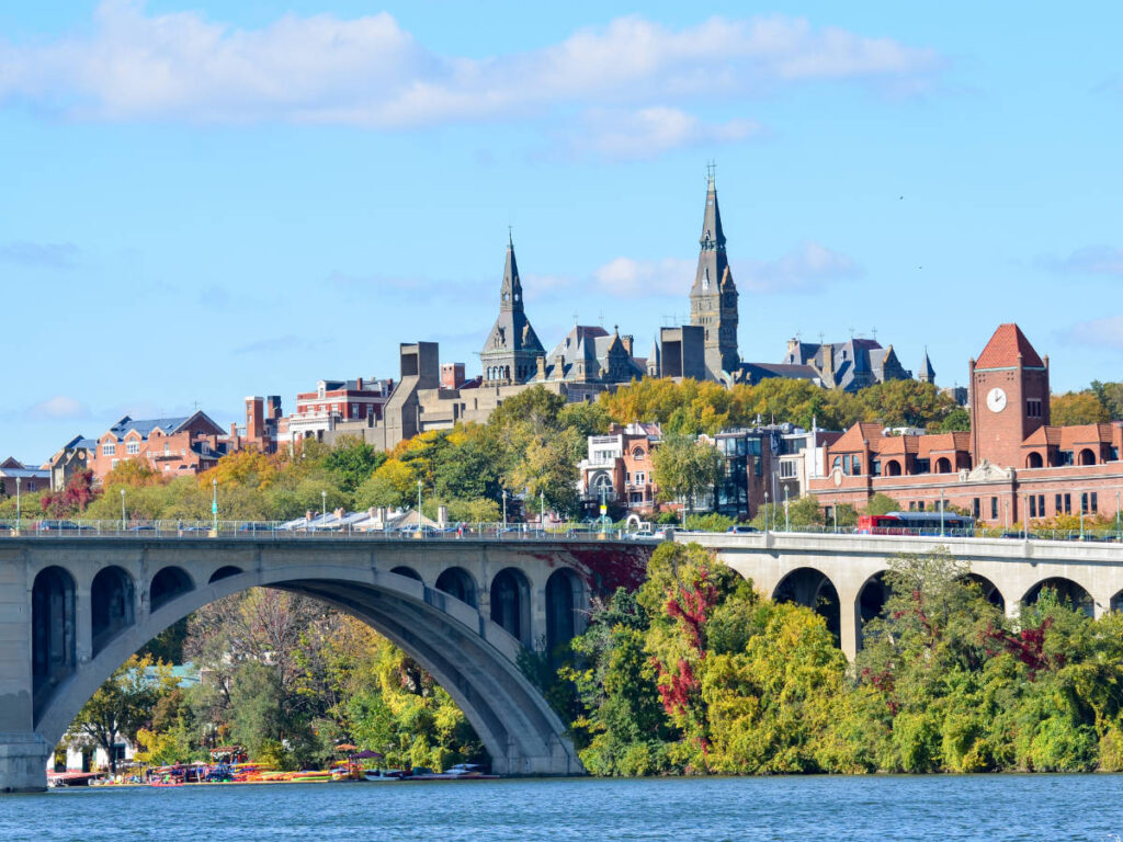 View of the Key Bridge in Washington DC