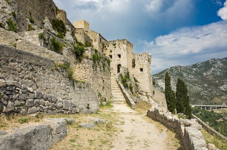 View of the Klis fortress with overlooking view