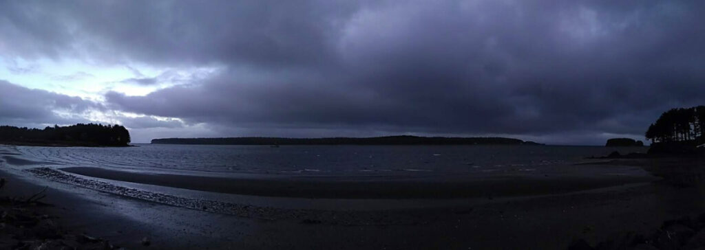 Panoramic view of the ocean and sky from Kodiak