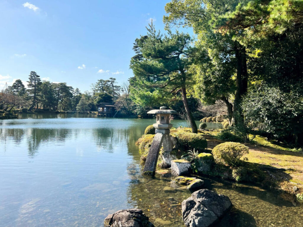 View of the famous Kotoji Toro at Kasumiga-ike Pond