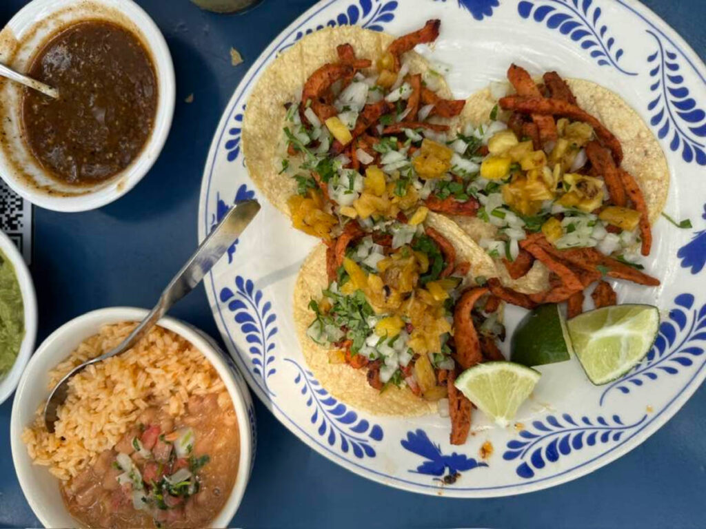 Plates of Mexican meal at La Gloria at the Pearl
