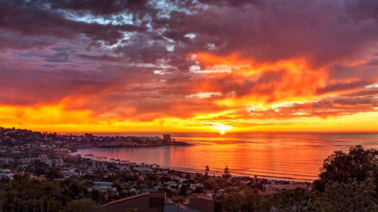 Sunset view over La Jolla Shores and the village