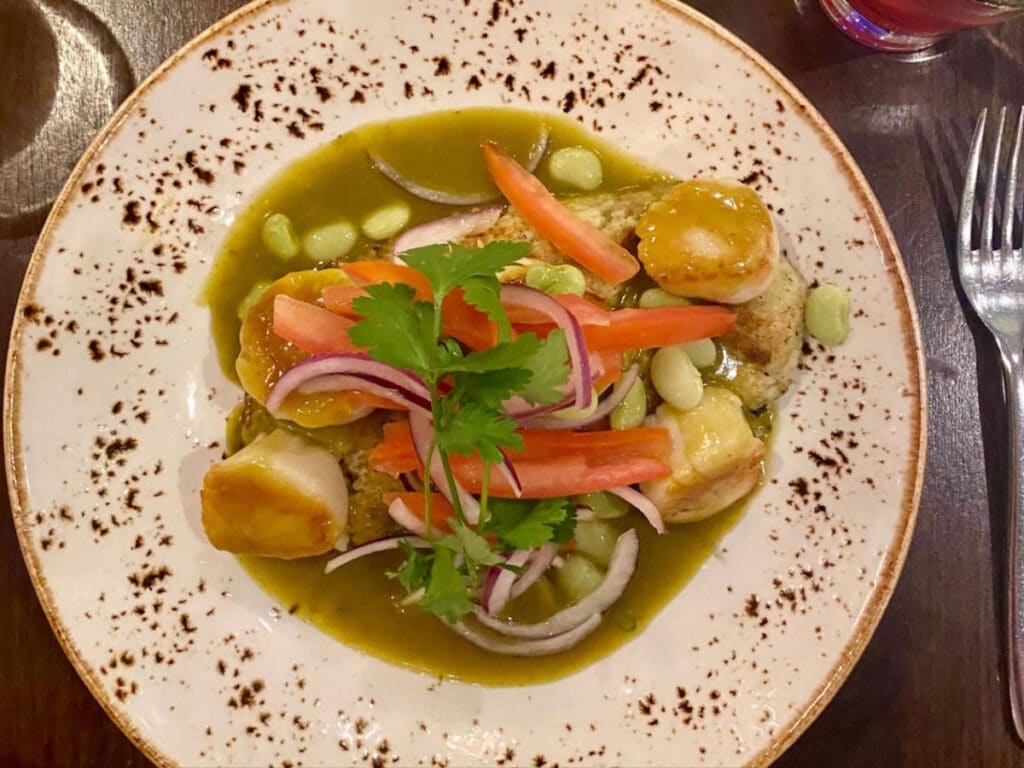 A scallop dish on a plate in La Mar Cocina Peruana
