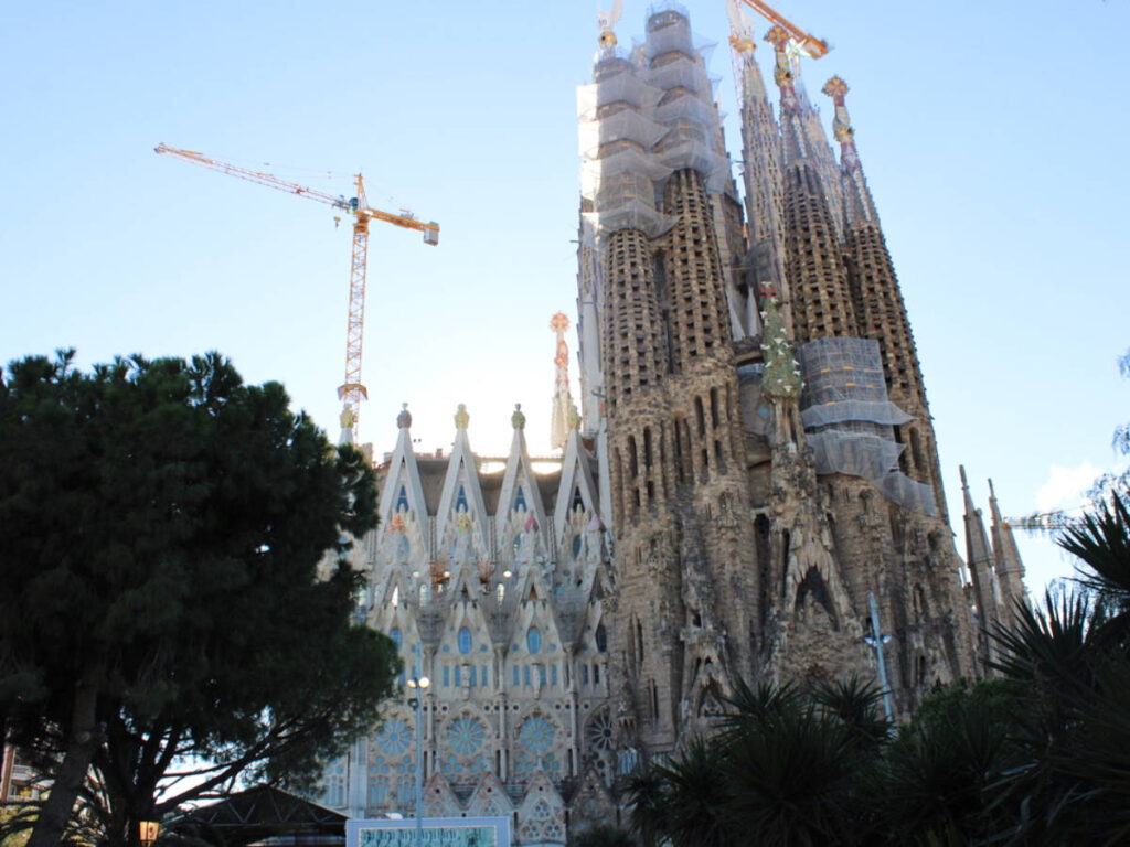 View of the construction works of the La Sagrada Familia