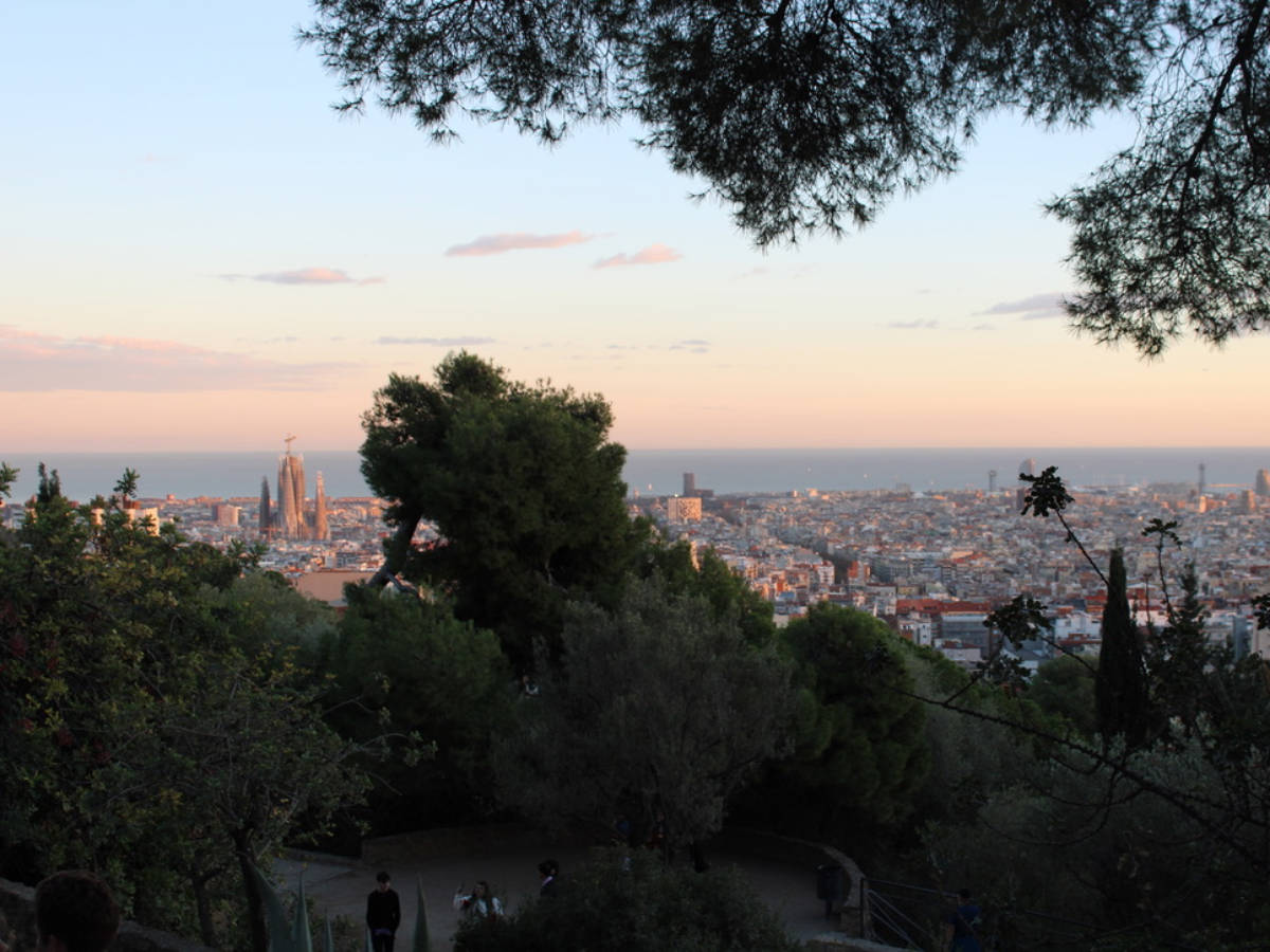 The La Sagrada Familia from afar, view at Park Güell