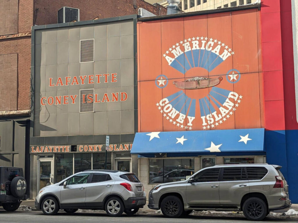 View of the Lafayette Coney Island from across the street