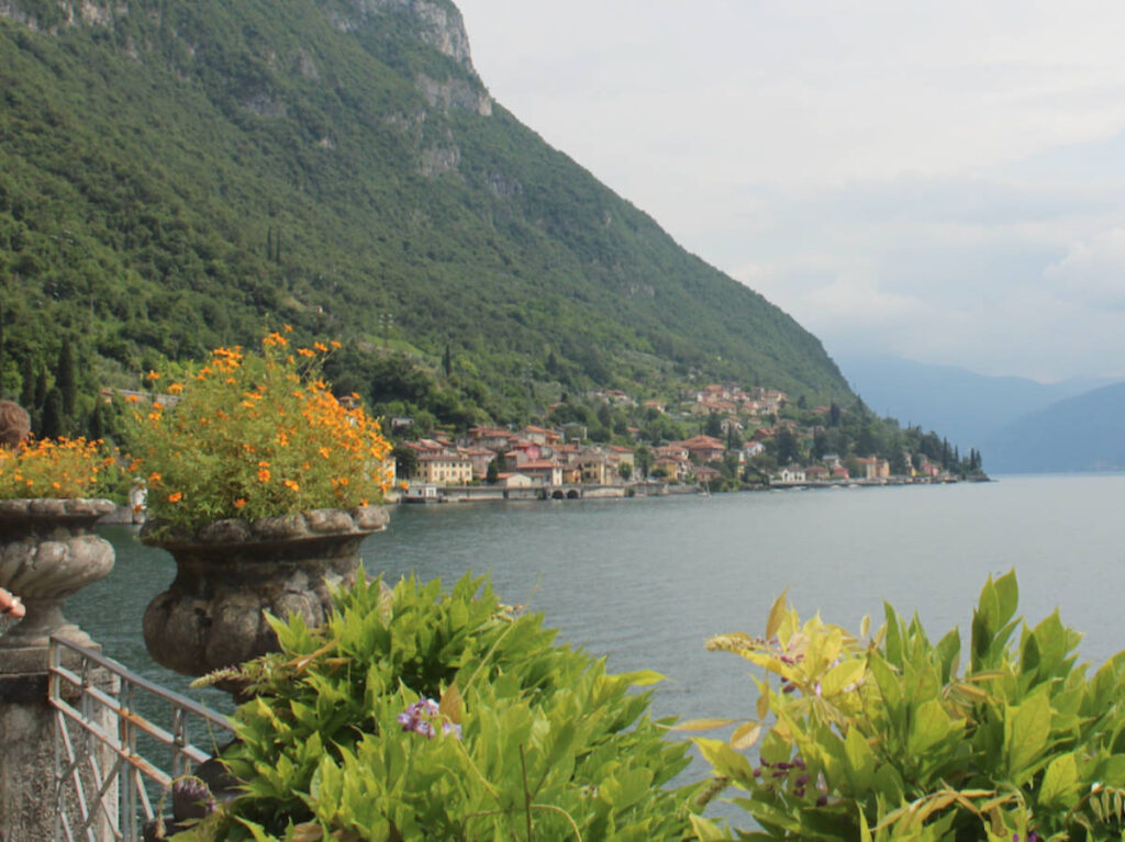 Scenic mountain and Lake Como view from the balcony