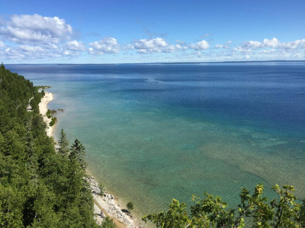 Overlooking scenic view of the Lake Michigan from Mackinac Island