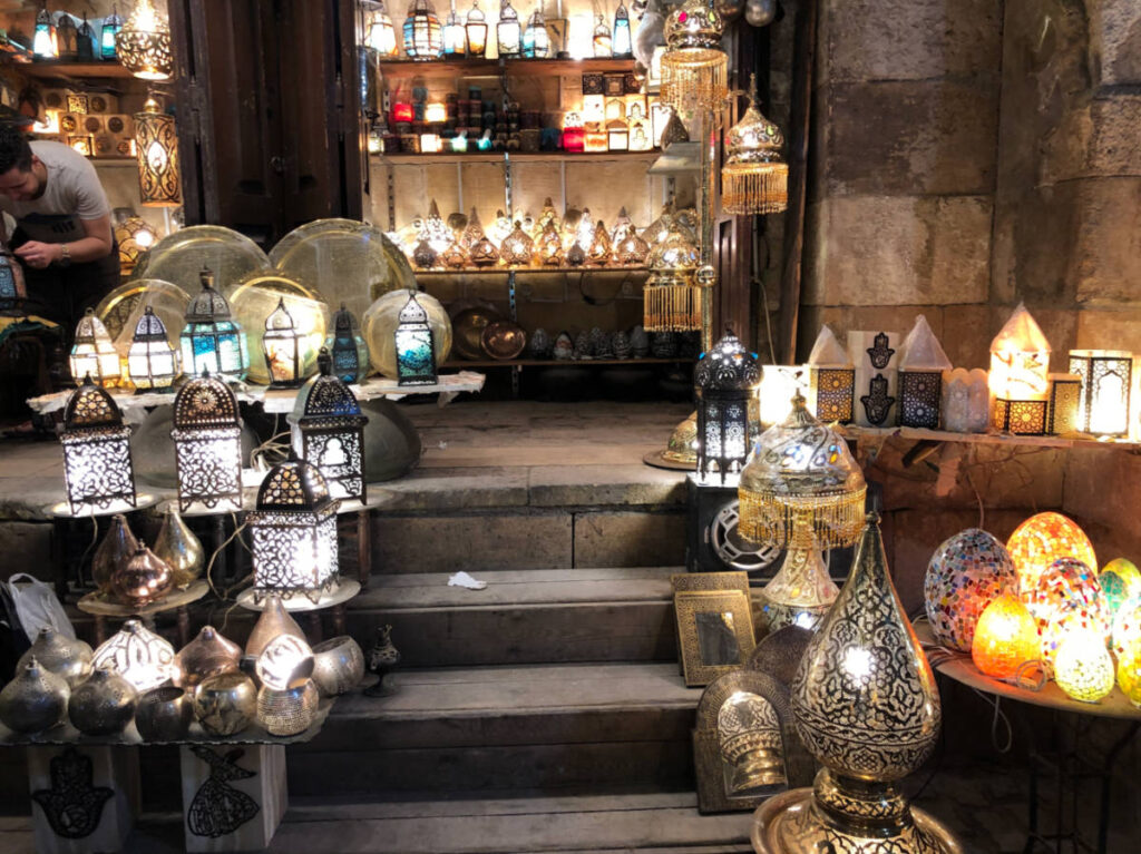 View of the lamps for sale at Khan-el-Khalili
