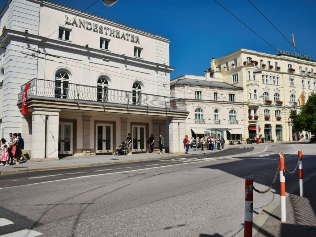 View of the Hotel Bristol beside the Landestheater seen from across the street