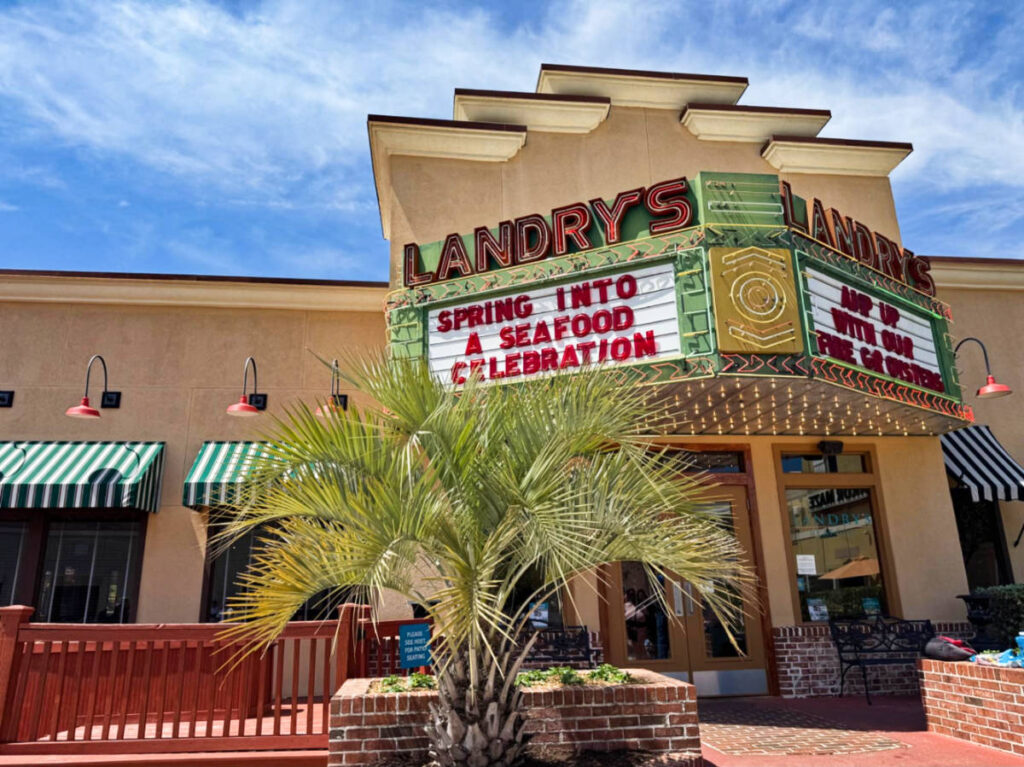 Exterior and entrance view of the Landry’s Restaurant