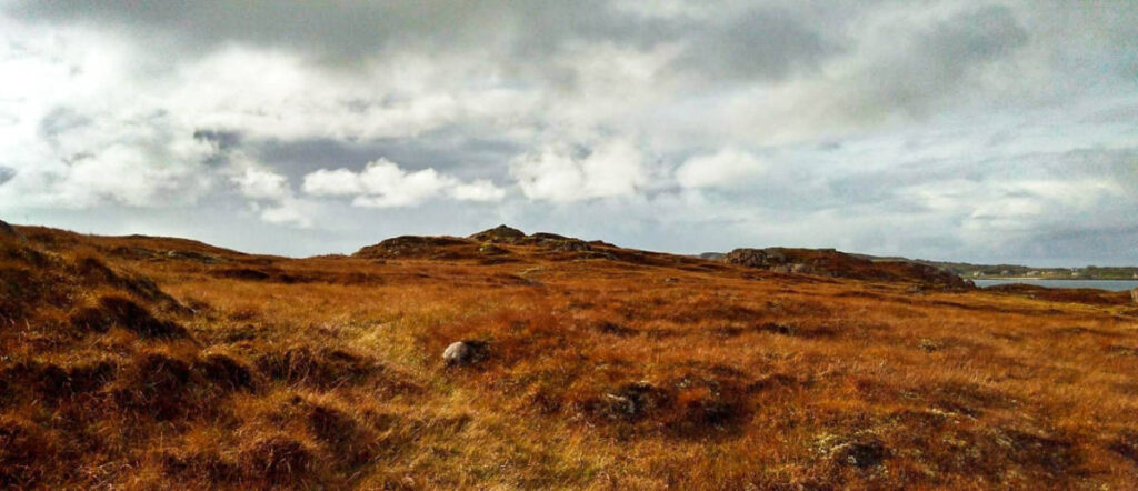 Panoramic view of the landscape in Scotland on a gloomy day