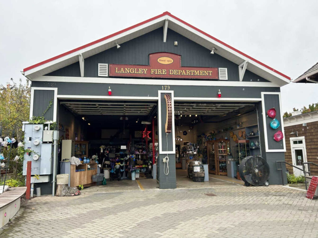 View of the displays inside the Langley Fire Department seen from the outside