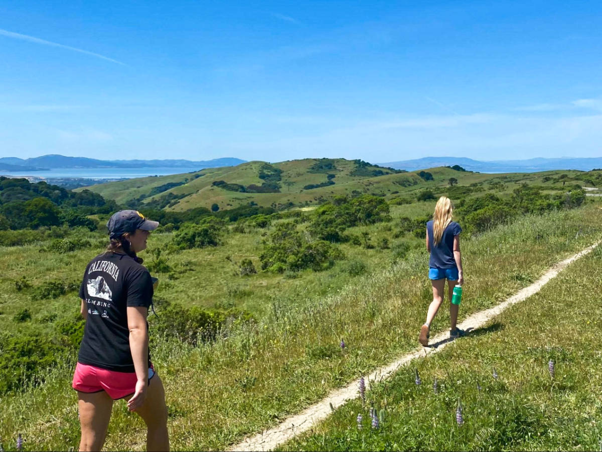 The author Laura McFarland and her friend, hiking at Tilden’s Inspiration Point trail
