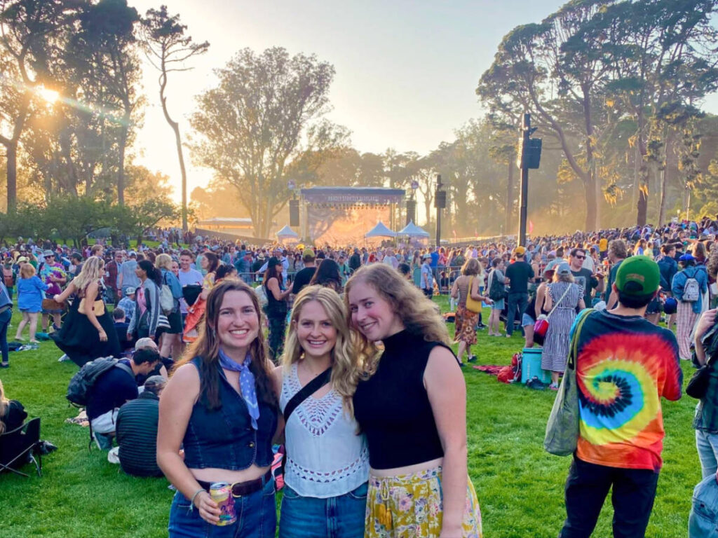 The author Laura and her friends at the Hardly Strictly Bluegrass Festival