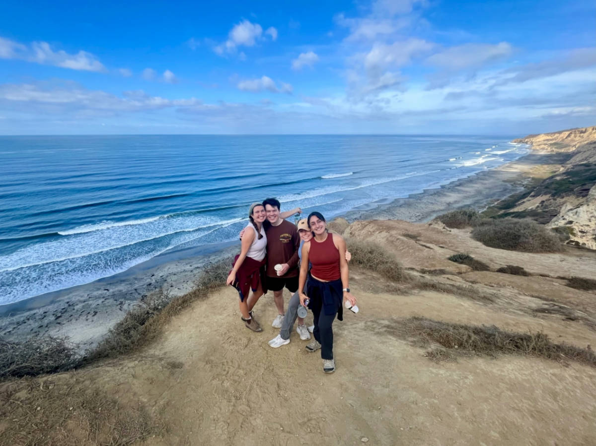 The author Laura McFarland and her friends hiking in Torrey Pines State Reserve, above Black’s Beach