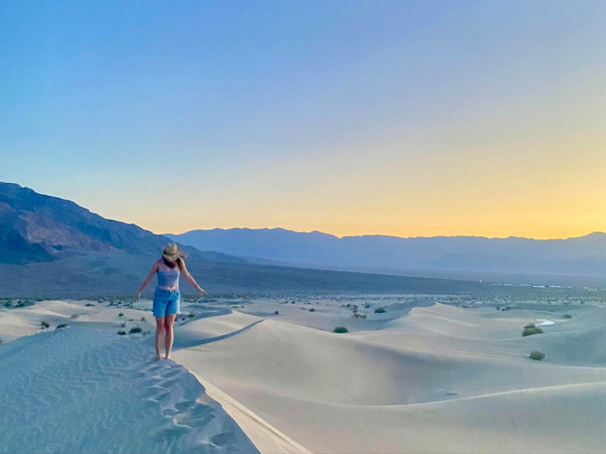 Editor Laura walking along the sands in Death Valley National Park