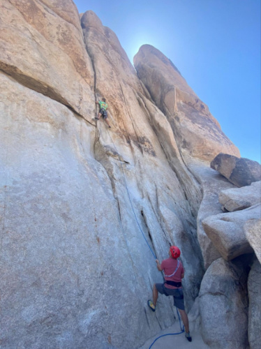 The author's uncle and cousin rock climbing in Joshua Tree National Park