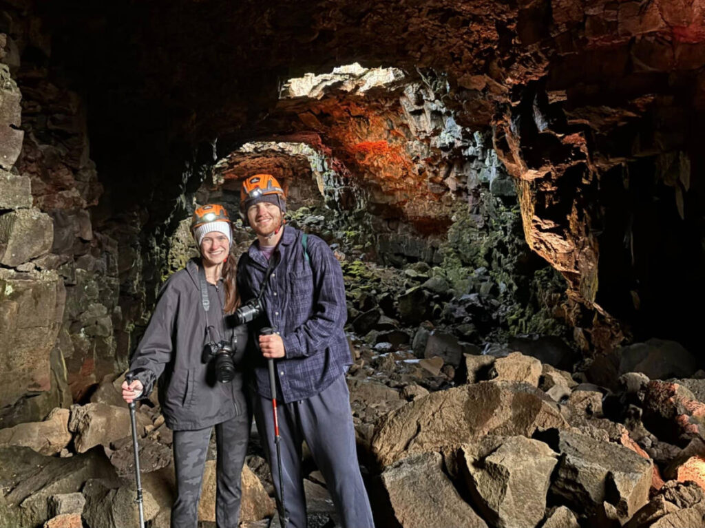 The author, Betty Hurd with her partner enjoying their lava tunnel experience
