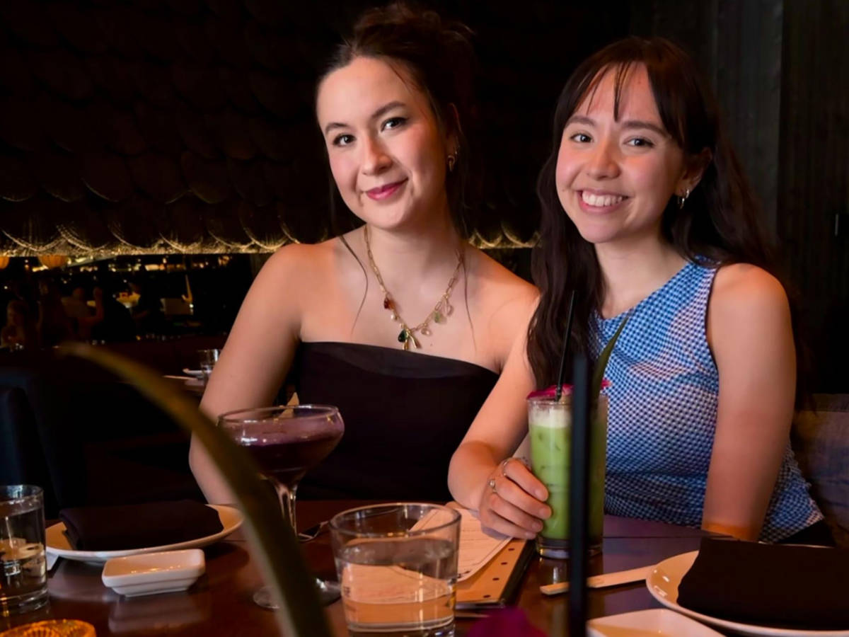 The author Lea Rose Allbaug and her cousin dining at Sunda New Asian