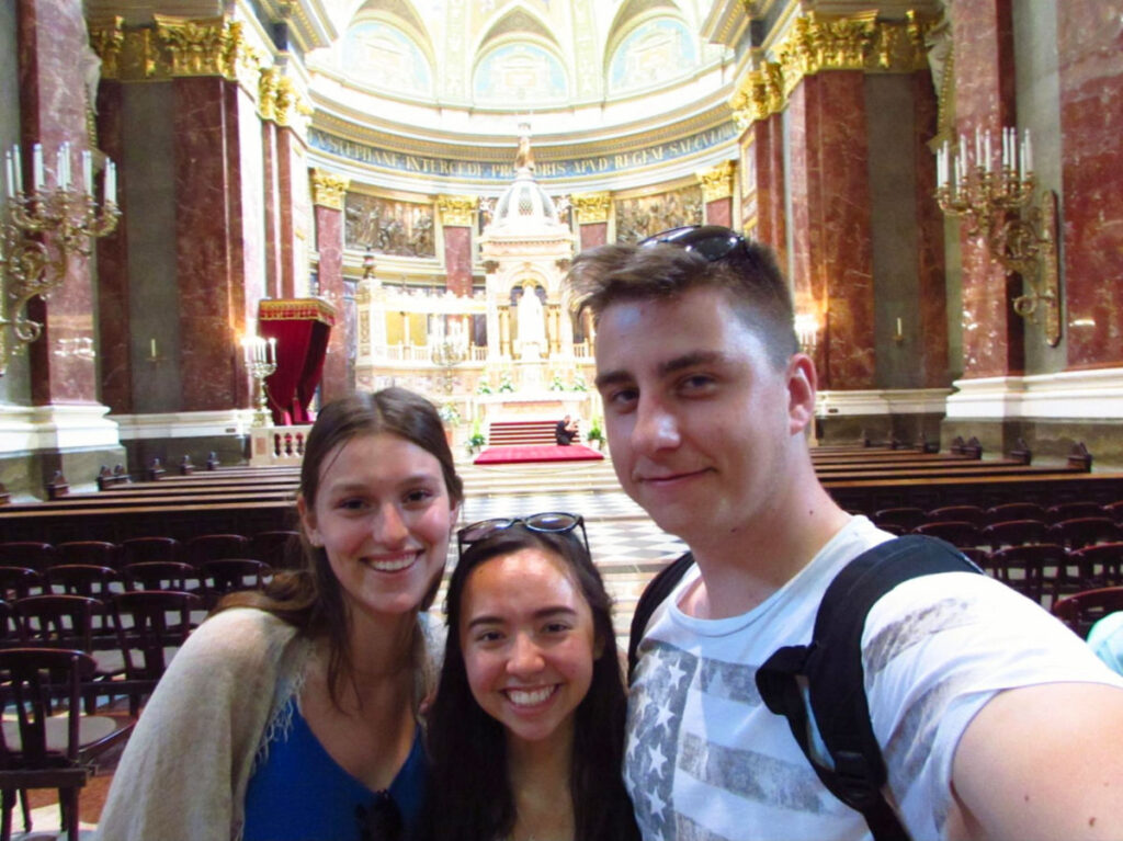 Lea Rose and friends inside a chapel in Budapest
