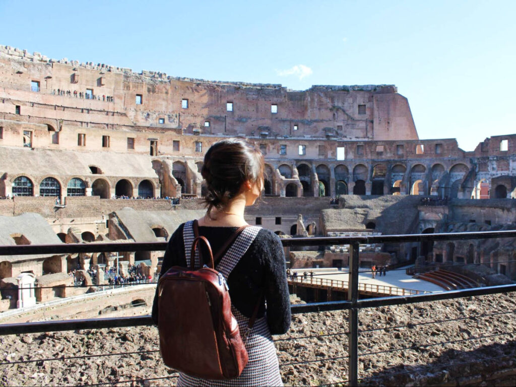 The author Lea Rose Allbaugh, admiring the ruins at the Colosseum