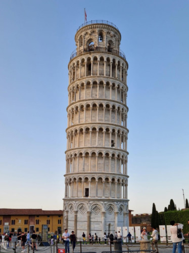 View of people visiting the Leaning Tower of Pisa