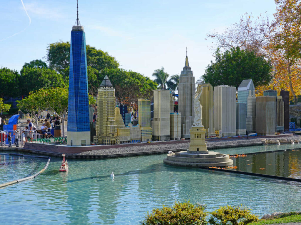 View of the Lego replica of New York City above the water