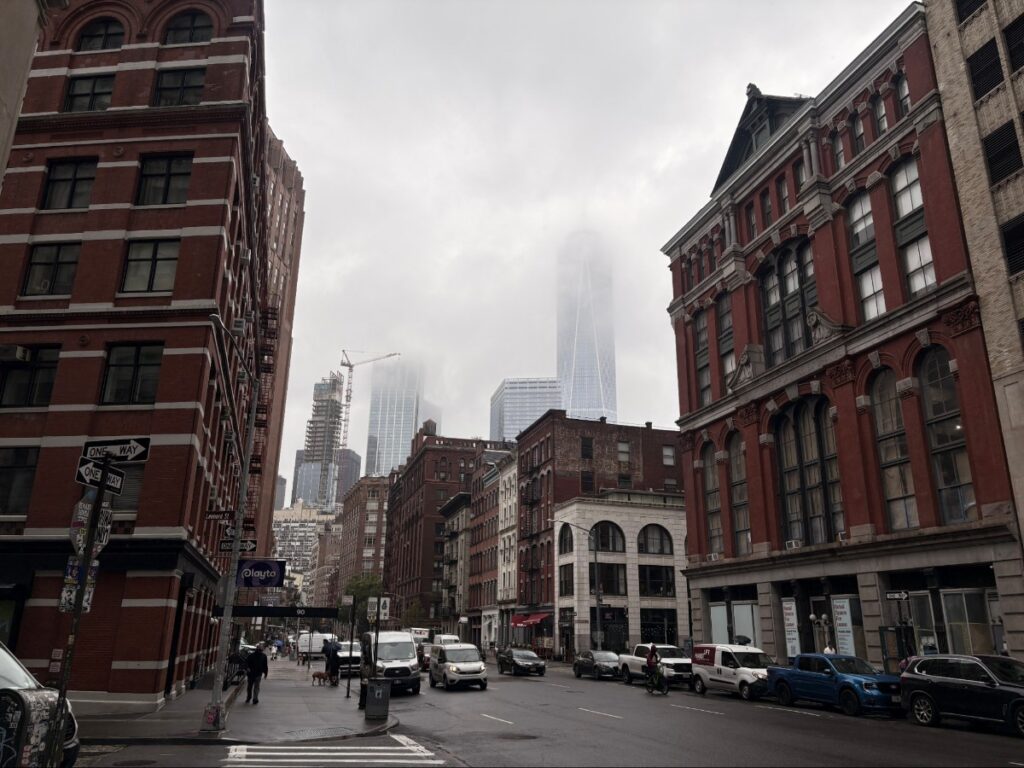 View of Leonard Street on a cloudy day