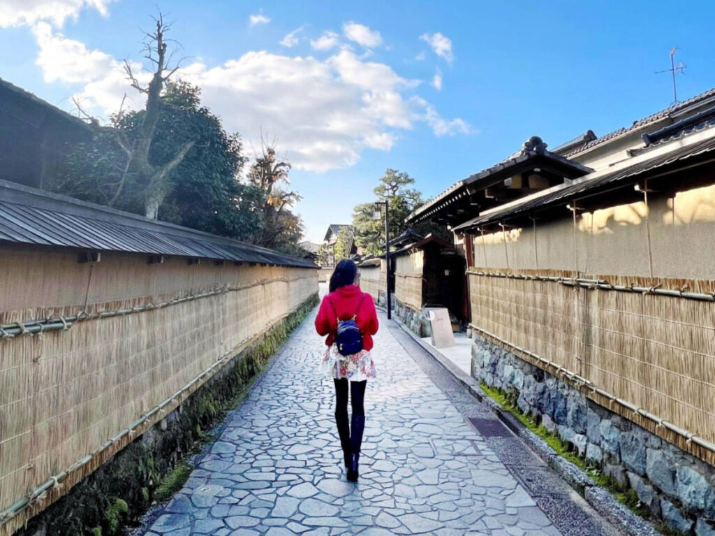 The author Lia Tee, walking along the the Nagamachi “Samurai” district