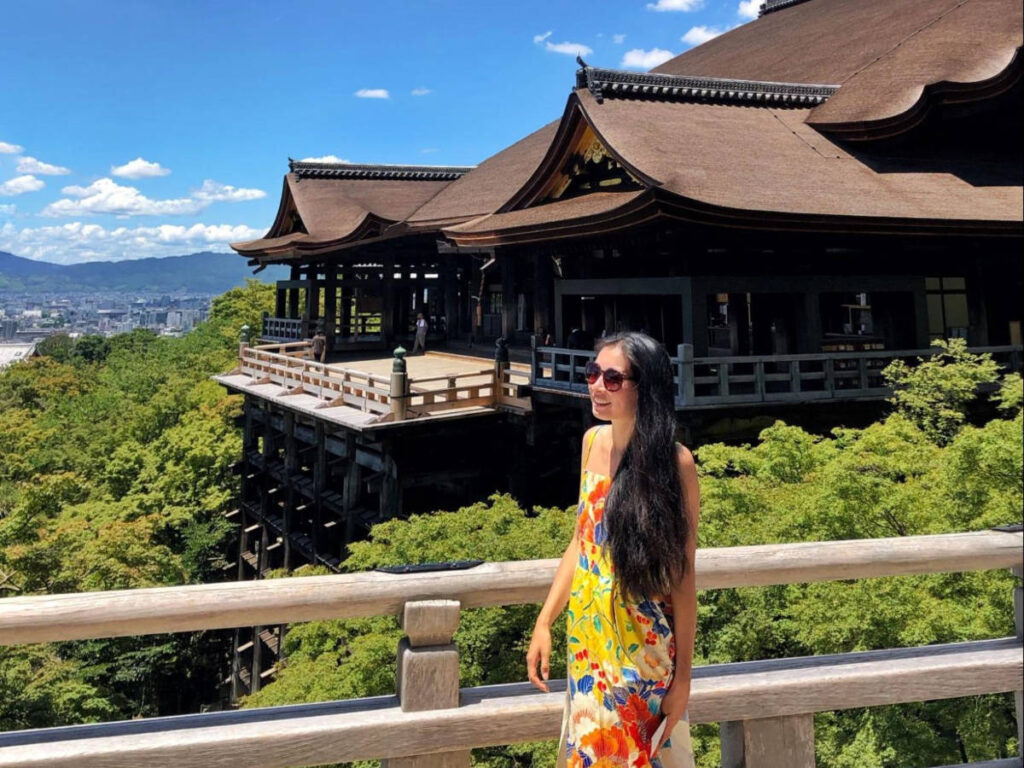 The author Lia Tee, posing for a photo at the veranda of Kiyomizu Dera
