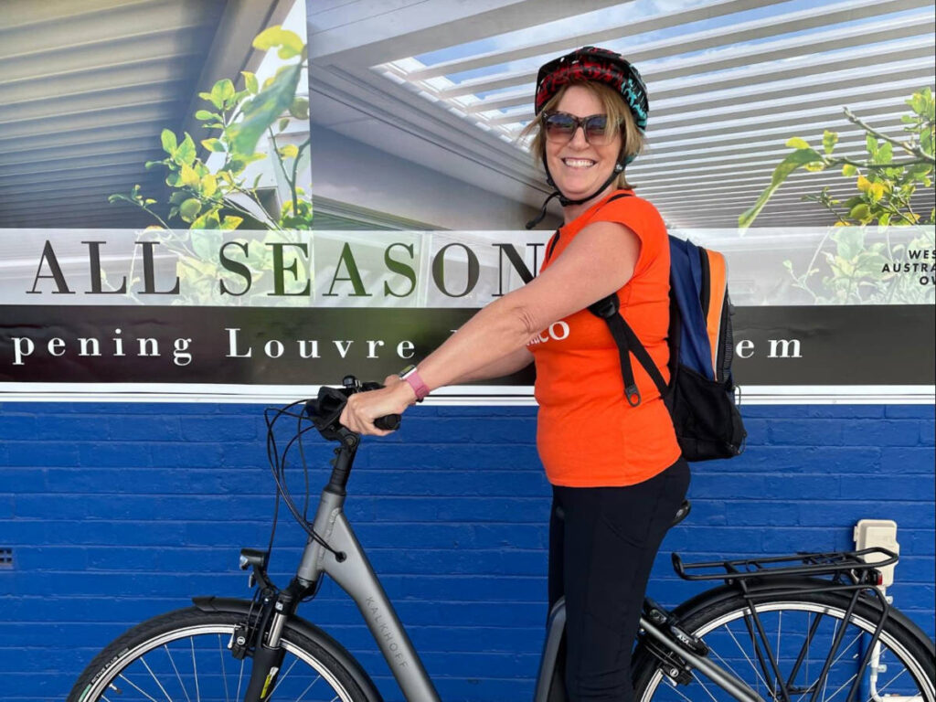 The author Lisa Ikin on her e-bike