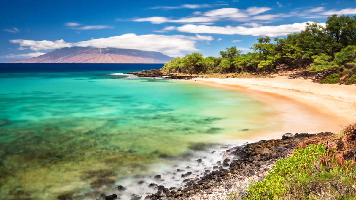 View of the calm Little Beach in Hawaii