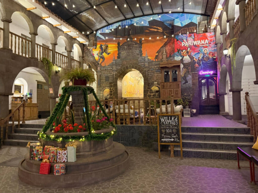 View of the festive decorations at the lobby of Pariwana Hostel