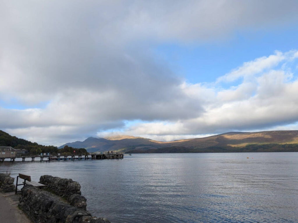 Panoramic mountain view from Loch Lomond