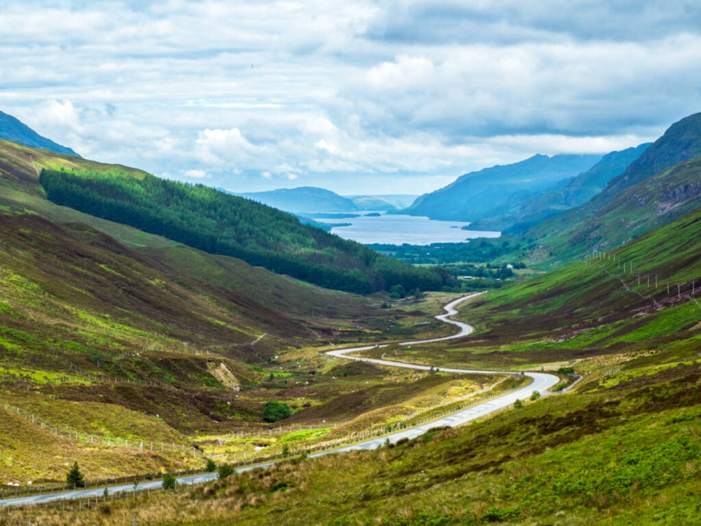Overlooking view of the picturesque Loch Maree