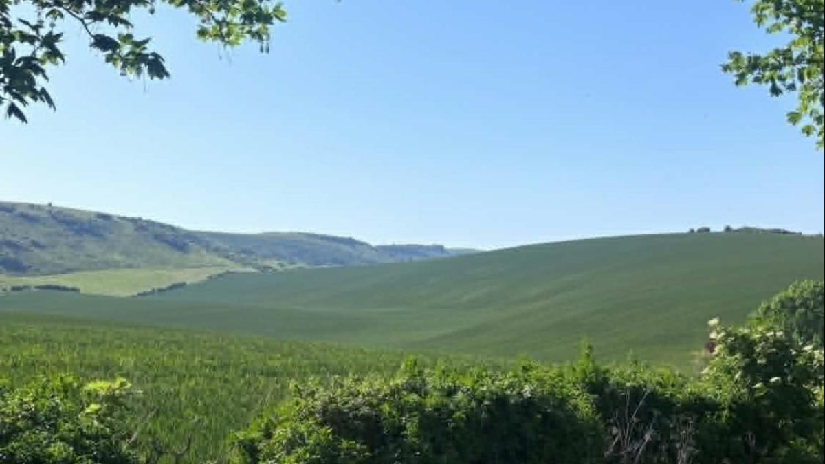 Panoramic mountain views with clear blue skies