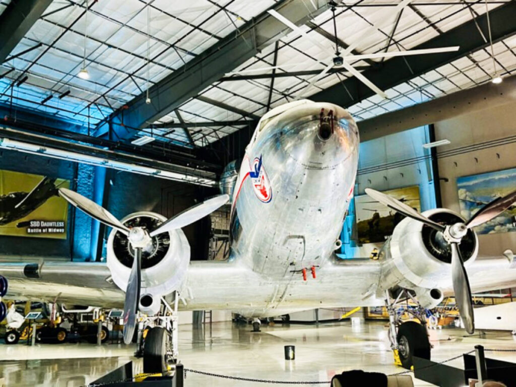 Closeup look of the plane inside the Lone Star Flight Museum