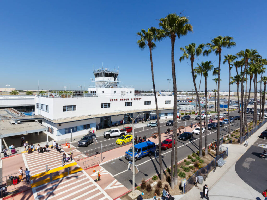 Clear blue sky over the Long Beach Airport