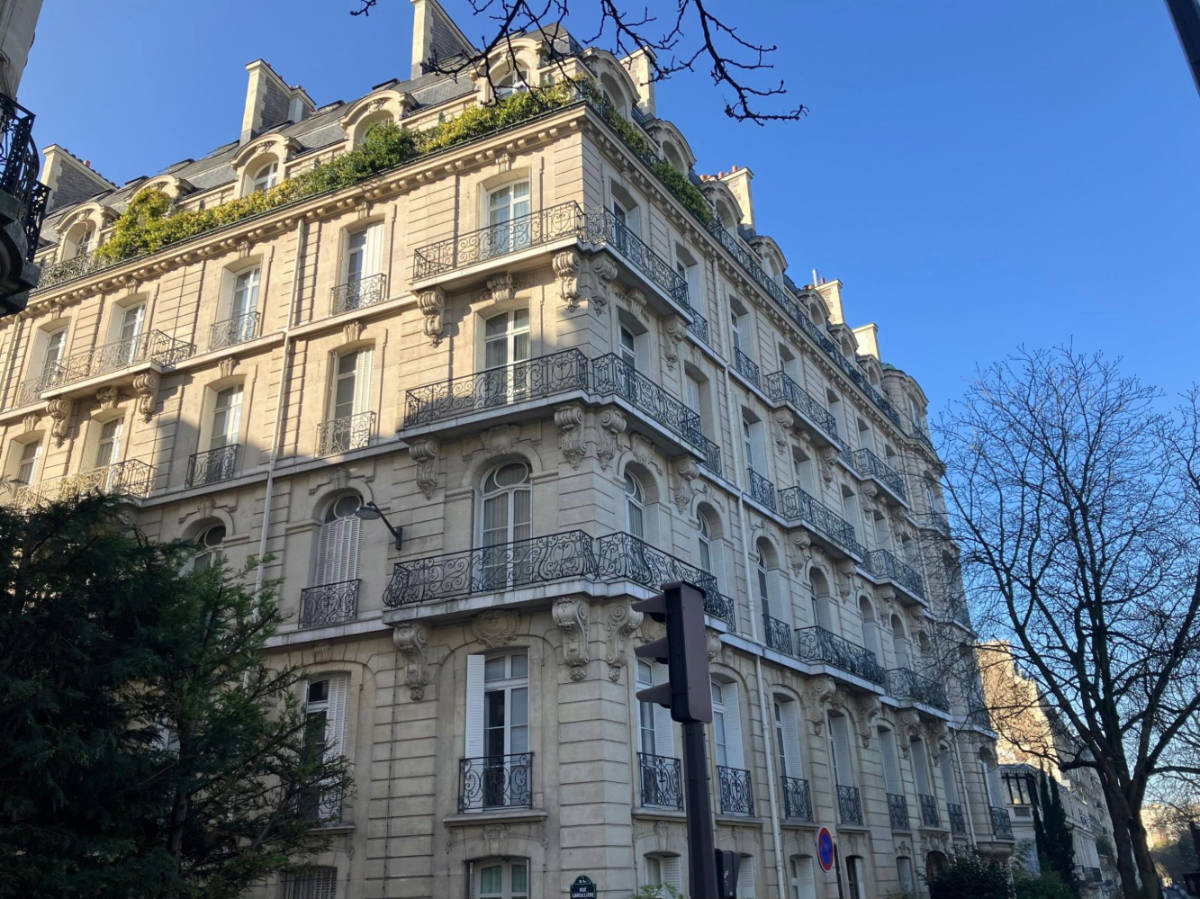 View of the architecture of Porte Dauphine's apartment building
