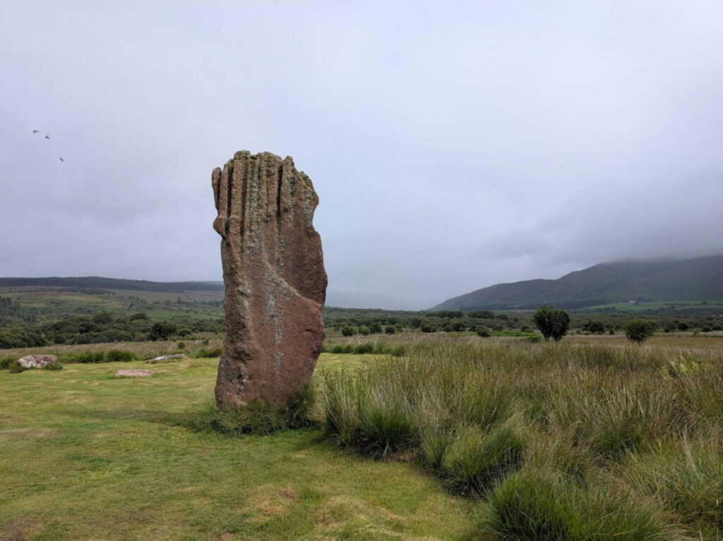 Closeup look of the standing stone in Machrie Moor