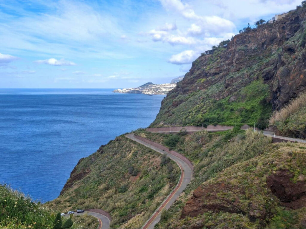 Overlooking view of the narrow and winding roads of Madeira